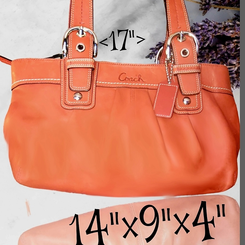 COACH BURNT ORANGE LEATHER CARRYALL